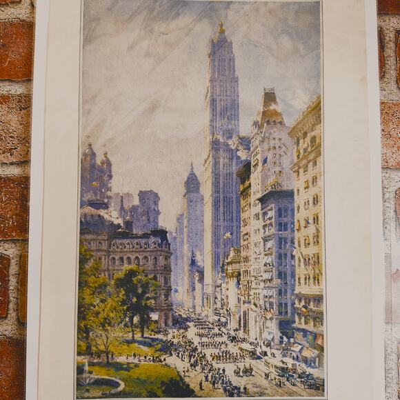 1918 Lower Broadway in Wartime Colin Campbell Cooper Antique Magazine Page Print - Picture 5 of 12